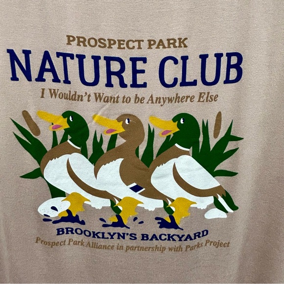 Violets Are Blue Sz M T Shirt Tan Prospect Park Brooklyn NWT Ducks 🦆 Nature Club - Picture 2 of 4